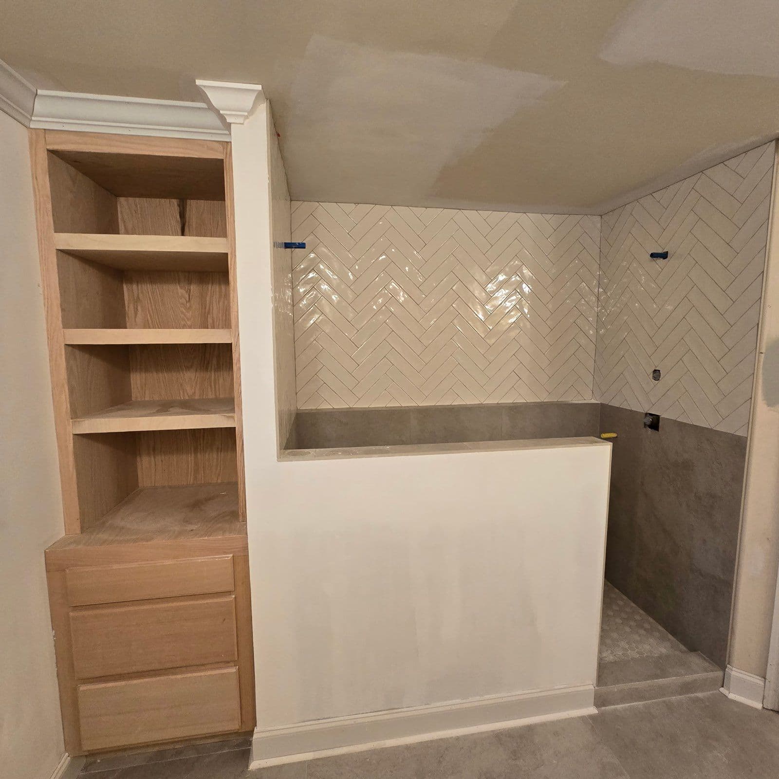 Modern Bathroom Remodel with Herringbone Tile